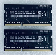 95%新 原裝 SKHynix / Micron DDR3 PC3L-12800S 8Gb kit(4Gb x2) 1600MHz SODIMM 低電壓 記憶體 Laptop 筆記本用 *Macboo