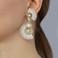 耳環 白金不對稱珍珠耳環