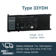 Notebook Battery Dell Inspiron 33YDH 7559 7570 7573 7778 7779 PVHT1 Original Grade 1 Year