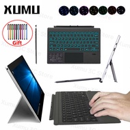 Xumu Ultra Thin Magnetic Wireless Bluetooth Touchpad Keyboard For Microsoft Surface Pro 7 Pro 6 Pro 5 Pro 2017 Pro 4 Pro 3 Go New Surface Go2 Multifunction Slim TrackPad LED Light Backlit Backlight Holder Stand Keyboard