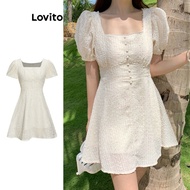 Lovito เดรสผู้หญิง กระดุมหน้า ชายมีระบาย สไตล์โบโฮ L68ED202 (หลากสี) 11.18