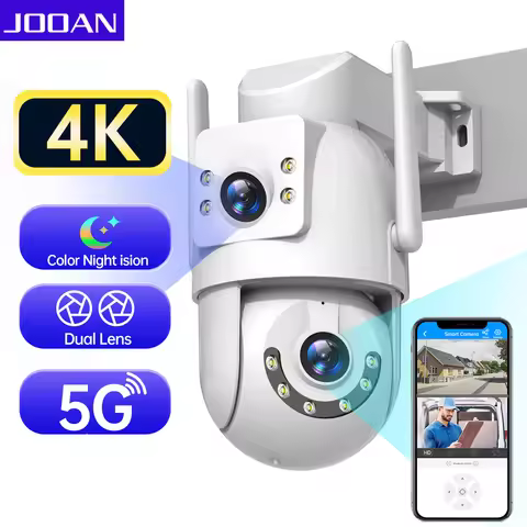 Jooan 4K 8MP HD Wifi PTZ Camera Outdoor 5G Wifi Dual Lens Security IP Cameras 5X Zoom AI Tracking ON