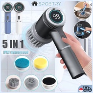 【SG-SPOETRY】﻿5 In1 Electric Cleaning Brush Floor Brush Waterproof Electric Pot Brush Cleaning Tools 