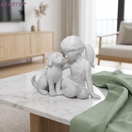 BARR1YP Girl And Dog Statues, 3D Printed Decoration Desktop Dog Figurine, Unique Creative Cute Nordi