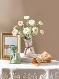 1入創意錢袋設計樹脂花瓶，適用於簡單的插花和水耕栽培，家庭客廳彩色時尚裝飾物