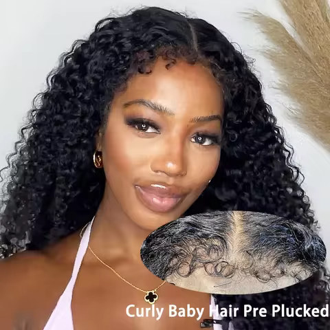 13x6 Hd 250 Density Afro Kinky Curly Wig 100% Human Hair 13x4 4c Edges Frontal Deep Wave Curly Lace 
