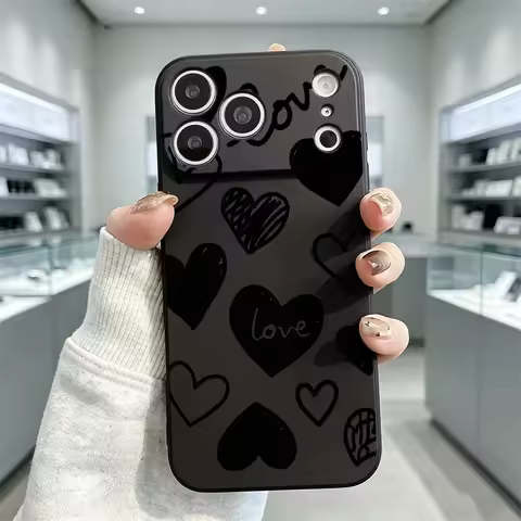 Black Hearts Love Doodle Shockproof Soft Phone Case For Honor X9 X8 X7 X6 X5 Smart 600 500 400 300 2