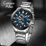 Jam Tangan Pria CRISTIANO AILLEN 8892 Rantai Silver Chrono Original