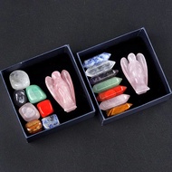 8Pcs Rose Quartz Healing Crystals Kit 7 Chakra Tumbled Stones Pocket Guardian Angel Crystal Wands fo