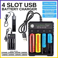 【Fast Ship】4 Slots Universal USB 18650 Li-ion Battery Charger Independent Charging Portable Lithium Ion Fast Battery Charger