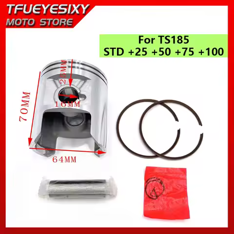Motorcycle Engine Part STD +25 +75 +50 +100 64mm 64.25mm 64.5mm 65mm Bore Pin 16mm Piston Ring Kit f