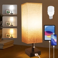 Bedside Lamps Table Lamp For Bedroom Lamp With USB C+A Charging Ports Small Bedside Lamp With 3-Colo