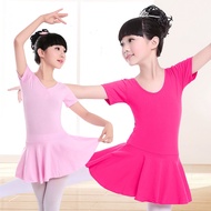 Children Cotton Gymnastics Leotard Ballet Dress Kids Short Sleeve Dance Leotard Tutu Dance Wear Ballerina Clothes for Girls
