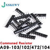 10Pcs A09-103/102/472/104 SIP-9 Commoned Resistor Network Array 9PIN (1K 2K 3.3K 4.7K 10K 22K 100K 3