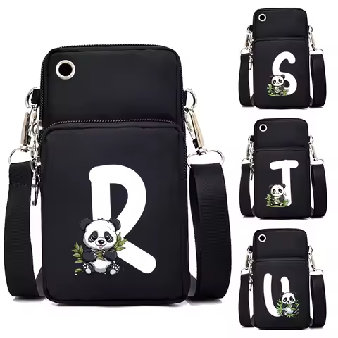 Women Crossbody Bag 26 Panda Alphabet A-Z Cartoon Mobile Phone Purse Bags Messenger Bag Small Female