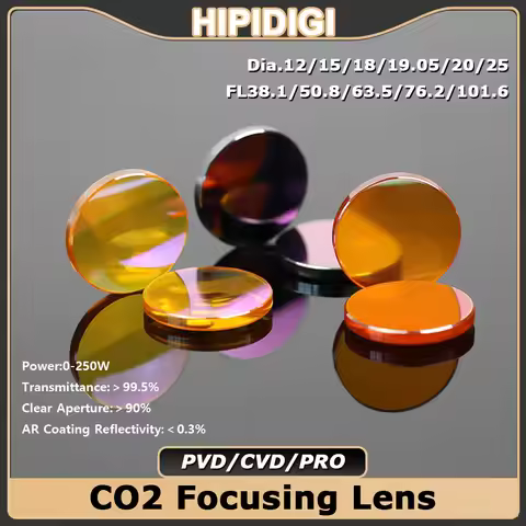 HIPIDIGI CO2 Focus Lens USA ZnSe CVD/PVD/PRO Dia.18 19.05 20mm FL38.1 50.8 63.5 for Laser Engraving