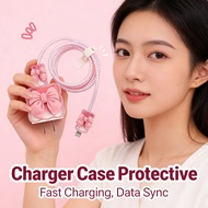 Pro 12 14 Ios 18W Charging Head Protective Case Set 5 Piece Cute Bow Data Cable