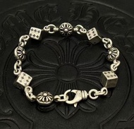 💕Chrome Hearts 十字花球篩子 925銀 手鍊 男女同款 銀色
