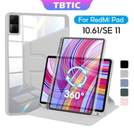 For TBTIC 360 Rotating Acrylic Clear Tablet Cover For Redmi Pad SE Case 11 Inches Hard Case Funda Fo