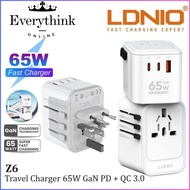 LDNIO Z6 65W GAN UNIVERSAL TRAVEL ADAPTER (2C1A) PD 65W + QC3.0 SUPER UNIVERSAL CHARGER ADAPTER
