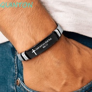 QUINTON Family Friendship Bracelet, Silver Adjustable Inspirational Quotes Braclets, Simple Bible Ve