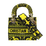 黑/黃色 線繡 Lady Dior Mini 兩用包【Dior 迪奧】