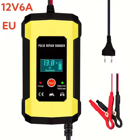 12V 6A Intelligent Pulse Repair LCD Display For Auto Motorcycle Car Battery Charger Smart Fast Charg