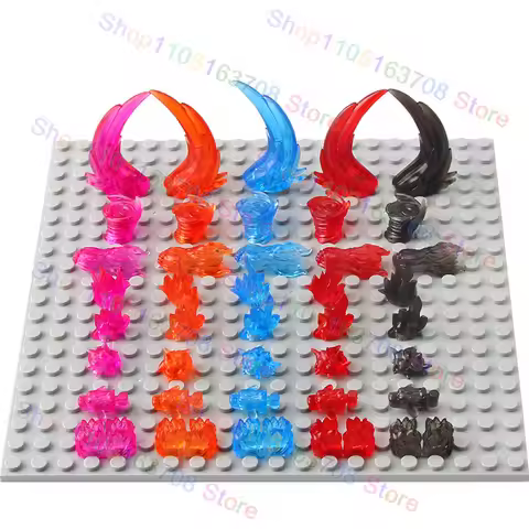 PJD6-45 MOC Flame Slash Special Effects Attack Accessories for 4.5CM Anime Bricks Dolls Building Blo