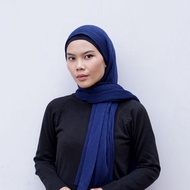 Kerudung Pashmina Plisket HARRAMU Warna Navy Jilbab Paris Voal Premium Hijab Krudung Mewah Lasercut