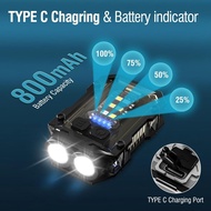 迷你 EDC 防水鋁合金高 800 流明 USB Type-C 充電口袋 8 模式手電筒帶夾子和尾磁  kktckp Mini EDC Waterproof Aluminum Alloy High 8