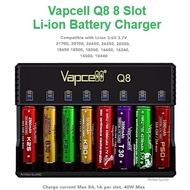 Vapcell Q8 8-Slot Fast Charging Battery Charger Nitecore 10440 / 16340 / 18350 / 18650 / 21700 / 226