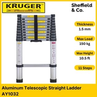 Kruger Aluminum Telescopic Single Side Straight Ladder, 11 Steps (3.2m / 10.5ft) | (AY1032)