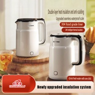 เครื่องทำน้ำอุ่น Teko Listrik โลหะสแตนเลสสองชั้นผนังสำหรับกาแฟชาพร้อมการป้องกันแบบแห้งและปิดอัตโนมัติ