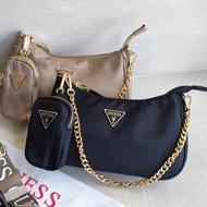 HOT_GUESS New Guess Women's Bag 2024 Inverted Triangle Simple Nylon Shoulder Bag Casual Fashion Solid Color Underarm Bag