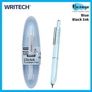 [HUANYO] Writech Clictek Retractable Fountain Pen Set - Fine Nib with 5 Ink Cartridges (Black/Blue I
