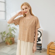 [CUMAR] Back Knotted Short Sleeve Top Blue Card