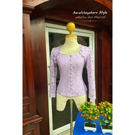 Long-Haired Lace Blouse Pentagonal Neck Slim Fit Beautiful Match With Sarong Or Work Pants Merit-Mak