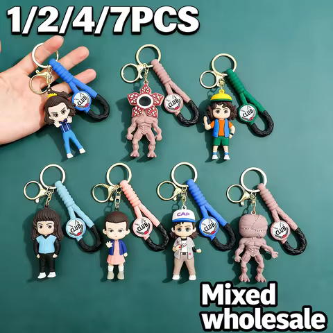 1/2/4/7PCS Fashion New Monster Keychain Charm Eleven Dustin Demogorgon Figurine Creative Anime Perip