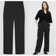 Preloved UNIQLO Linen Blend Tucked Wide Pants in Black, size S