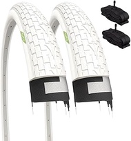 2 White Tyres 20 x 1.95 (50-406) + Air Chambers America Schrader Bicycle BMX Free Style