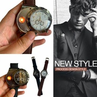 Electronic Lighter Quartz Watch USB Rechargeable Lighter Watch