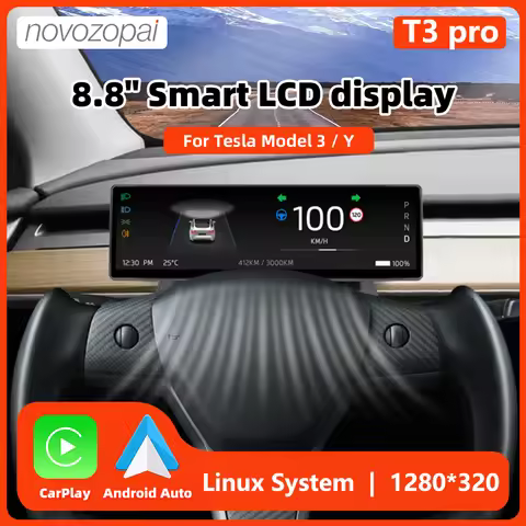Novozopai T3 Pro 8.8 Inch For Tesla Model 3 Y Heads Up Display Linux OS Digital Dashboard Support Wi