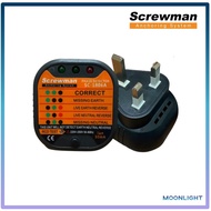Screwman Standard 3Pin 13Amp ELCB RCD Socket Tester ELCB Tester Trips Test Phase Detector 30mA