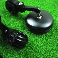 กระจกปลายเเฮนด์ CNC กระจกสีฟ้าเกรดดี ดำกลม