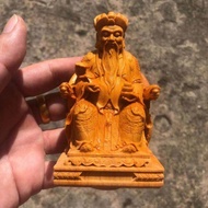 Thuja Boxwood Carving God of Land God Statue Worship Small Temple Household Fude God of Wealth God o