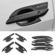 Xuming For Hyundai Elantra 2021 Carbon Fiber Pattern Car Door Handle Bowl Cover Elantra Seventh Generation Outer Door Handle Bowl Decorate Trim