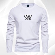 Men's and women's long sleeved T-shirt, black Audi logo T-shirt, diagonal T-shirt