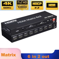 6X2 2.0 60Hz HDR HDCP 2.2 4X2 Switch with toslink digital Aux Stereo audio for PS5 PS4 pro Xbox Seri
