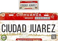 Set Ciudad Juarez Chihuahua Mexico Aluminum Novelty Vanity Plate Placa Sign 6" x 12" with Sticker De