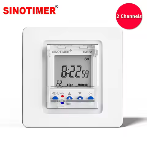 Two Groups Relay Output Separate Control 7 Days Weekly Programmable 2 Channels Timer Switch Time Min